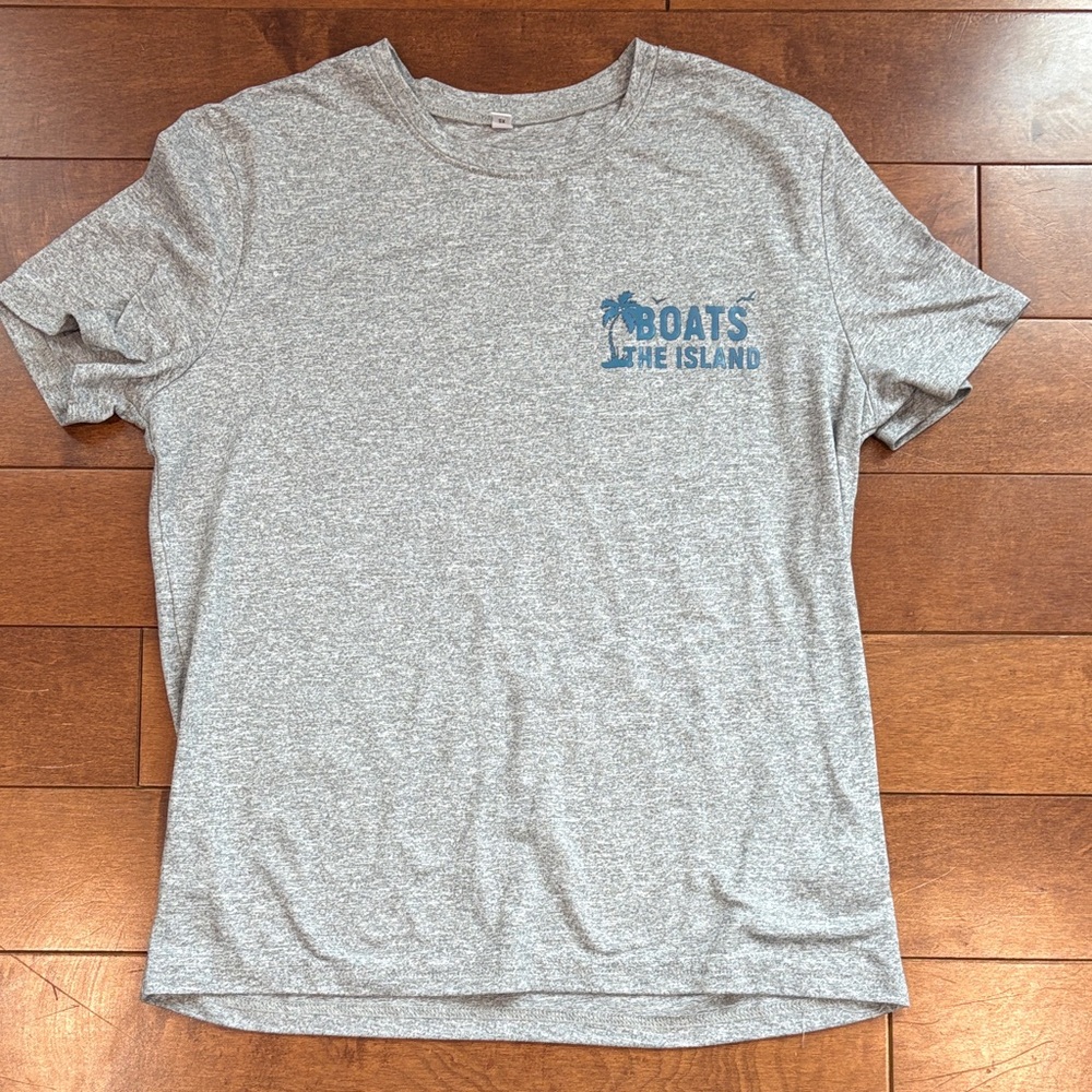 SHEIN Gray Short Sleeve Tee with Blue Print xs